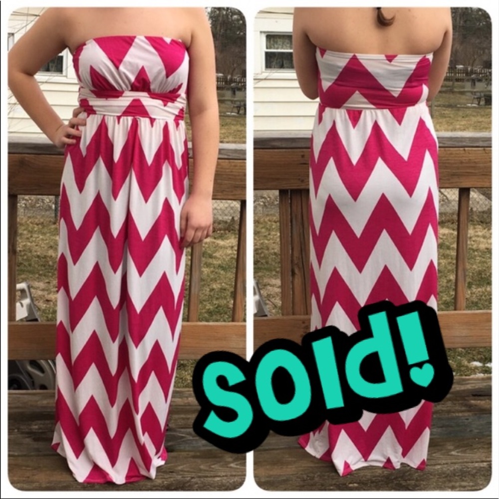🍭Chevron Strapless Maxidress! NEW! - Picture 1 of 4